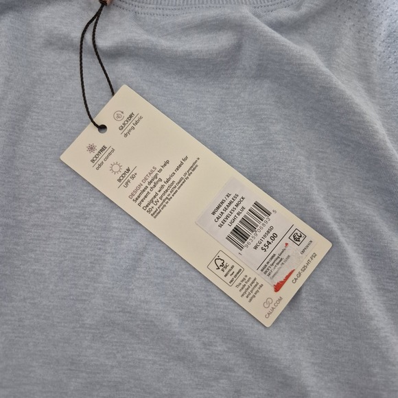 Calia Tank Top Womens XL Lt blue Seamless Sleeveless Mock Neck Golf Pullover NEW - Picture 4 of 7